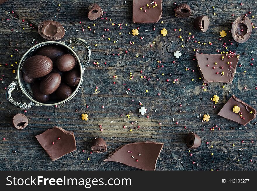 Easter composition with chocolate