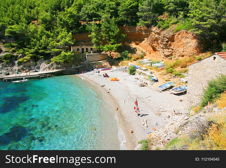 Beach On Island Mljet In Croatia