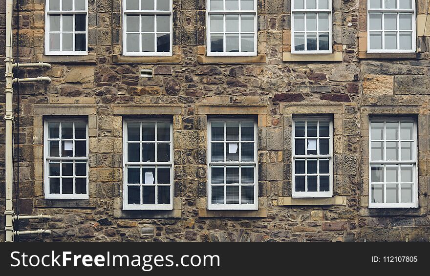 Example of Scottish Architecture A, Stonework facade of random building in centre of Edinburgh, Scotland