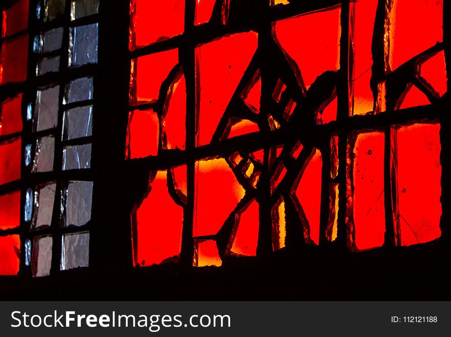 Red, Window, Stained Glass, Darkness