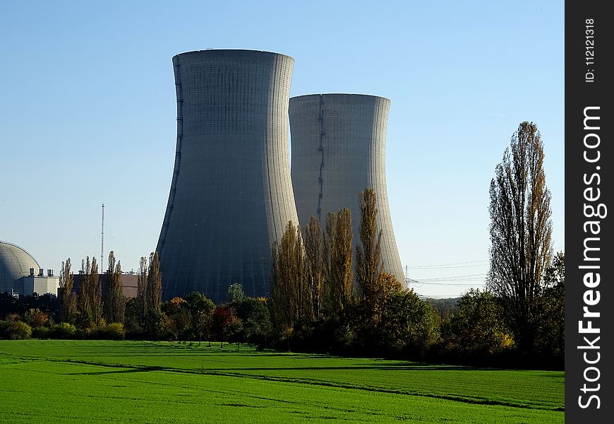 Cooling Tower, Power Station, Grass, Nuclear Power Plant