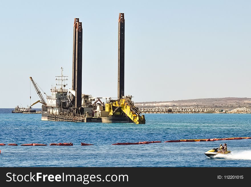 Water Transportation, Sea, Jackup Rig, Crane Vessel Floating