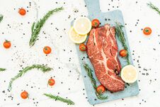 Raw Beef Meat On Cutting Board Stock Photo