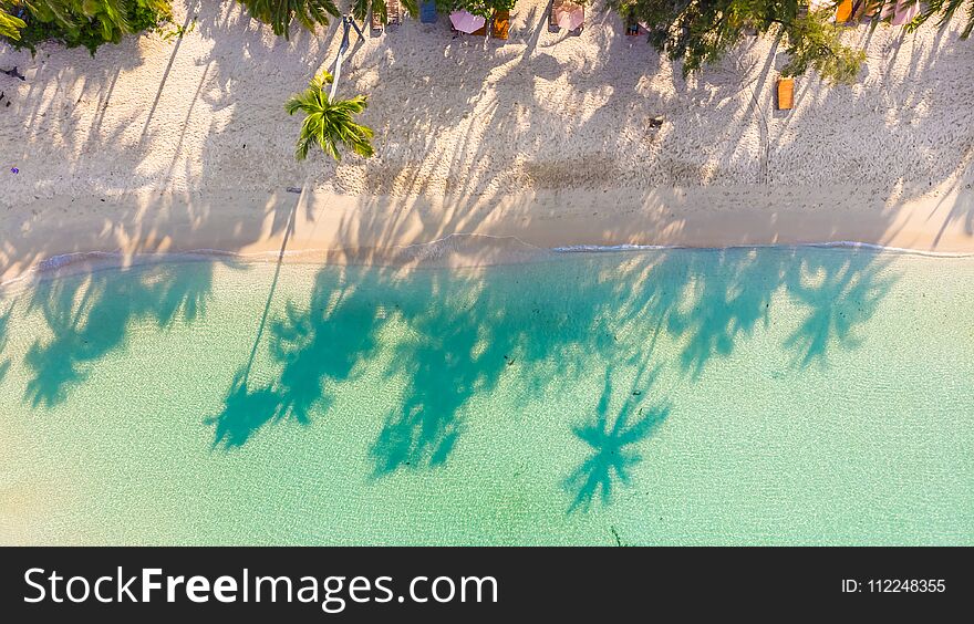 Aerial view with beautiful tropical sea and beach landscape for travel - Holiday Vacation concept. Aerial view with beautiful tropical sea and beach landscape for travel - Holiday Vacation concept