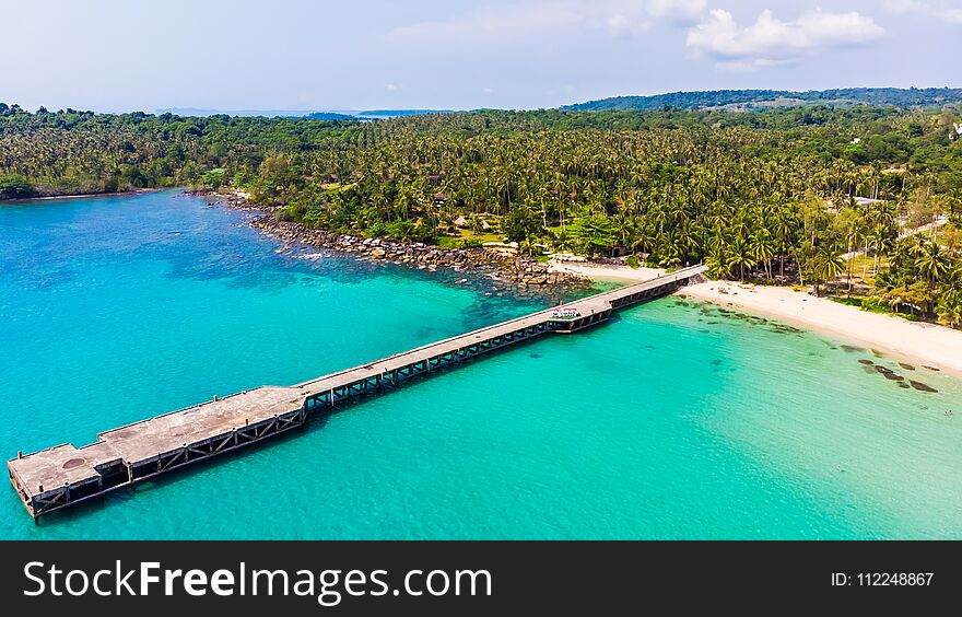 Aerial view with beautiful tropical sea and beach landscape for travel - Holiday Vacation concept. Aerial view with beautiful tropical sea and beach landscape for travel - Holiday Vacation concept