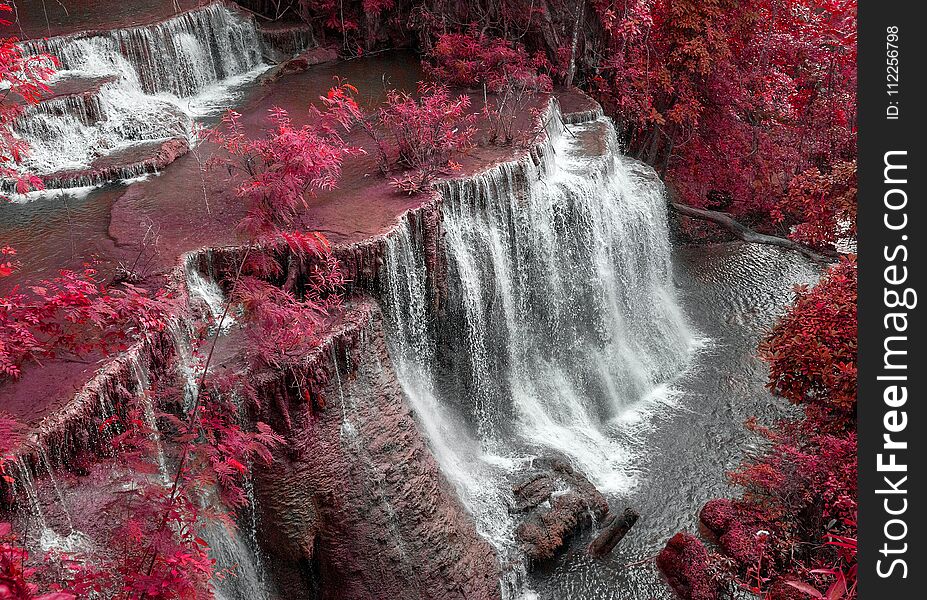 Mae Khamin Waterfall, beautiful waterfall in Kanchanaburi, Thailand. Mae Khamin Waterfall, beautiful waterfall in Kanchanaburi, Thailand.