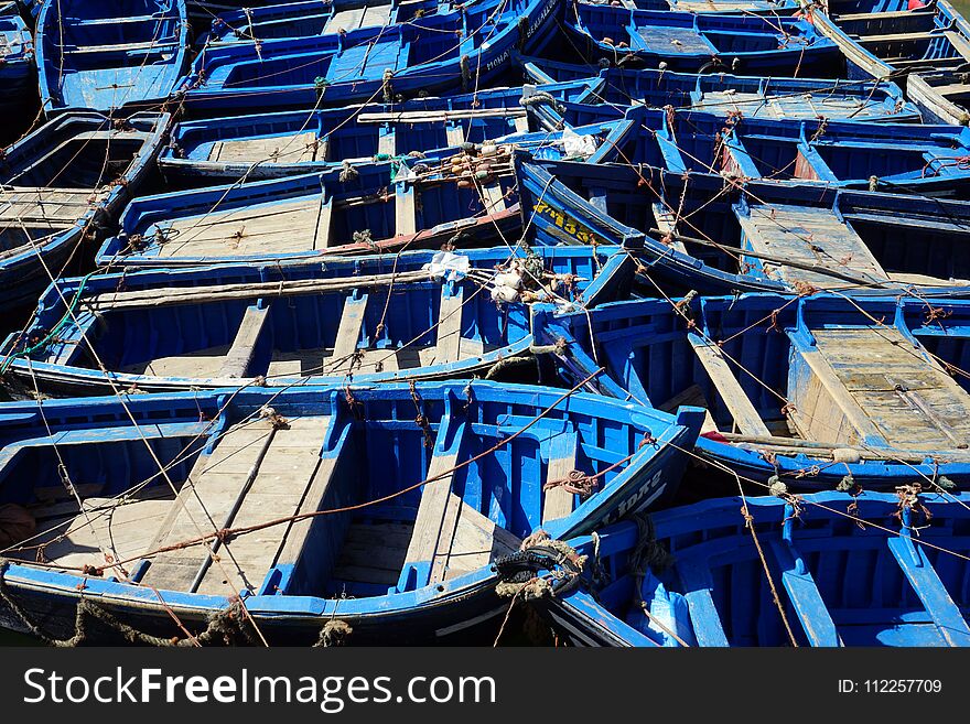 Blue boats in old port. Blue boats in old port