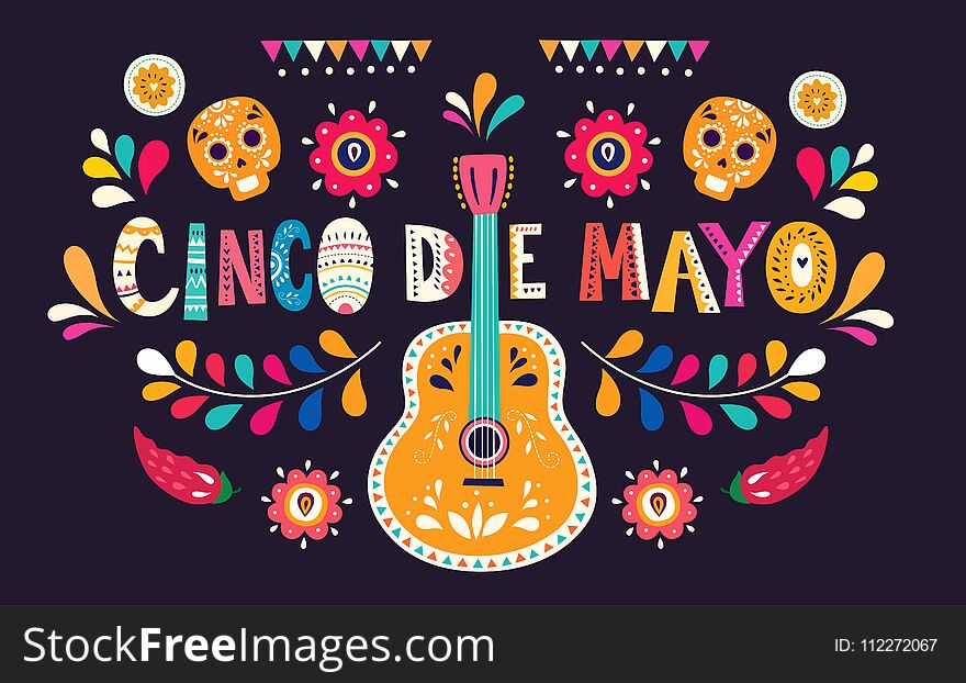 Beautiful illustration with design for Mexican holiday 5 may Cinco De Mayo.