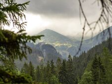 View On Cable Way From Kuznice To Kasprowy Wierch Peak In Tatras In Poland. Royalty Free Stock Image