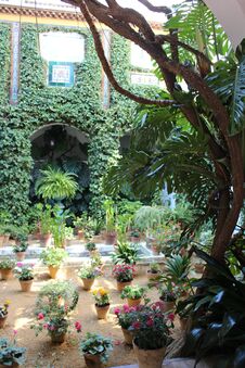 Traditional Andalusian Patio Of Sevilla In Andalusia, Spain Stock Photos