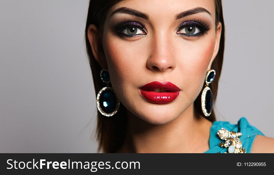 Beautiful woman with evening make-up.