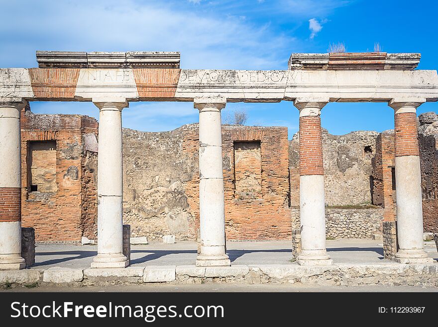 Ancient ruins of Pompeii, Italy. A place devastated by the fury of the Vesuvius volcano.