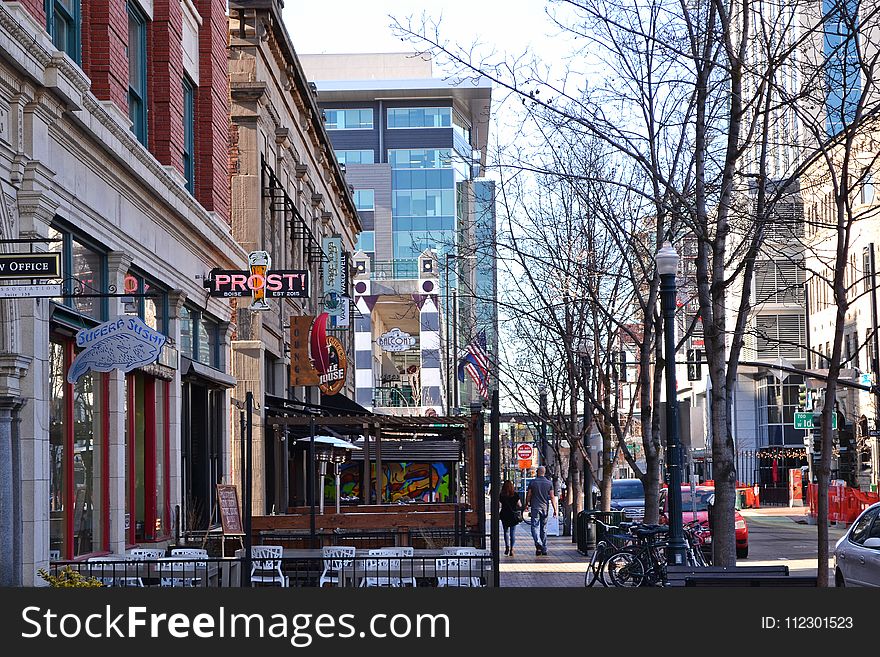 Sidewalk and Buildings With White Background