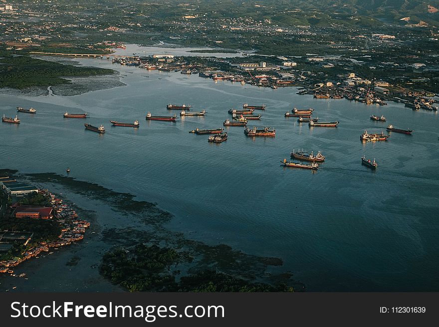 Aerial Photography of Ships on Body of Water