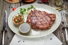 Tenderloin Steak On Plate With Sauce Stock Photo Tenderloin Steak On Plate With Sauce Stock Photo