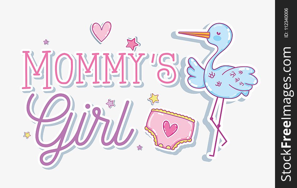 Mommys girls message with cartoons vector illustration graphic design