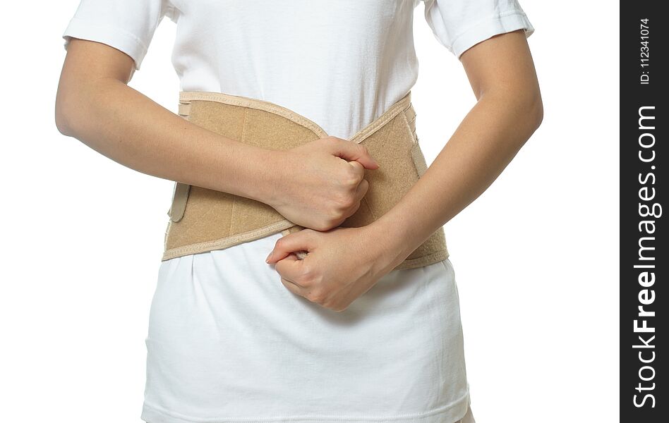 Woman Wearing Back Support Belt