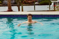 Portrait Of A Man Swimming Underwater Stock Photography