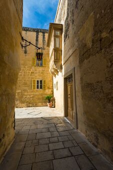 Beautiful Street In Silent City Of Mdina,Malta Stock Image Beautiful Street In Silent City Of Mdina,Malta Stock Image