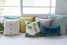 Colorful Pillows On Sofa In Modern Living Room Stock Photography Colorful Pillows On Sofa In Modern Living Room Stock Photography