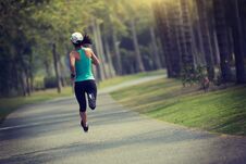 Fitness Woman Running On Sunrise Coast Stock Photos