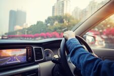 Hands On Wheel Driving Car Royalty Free Stock Photo Hands On Wheel Driving Car Royalty Free Stock Photo