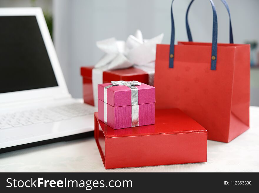 Luxury gift boxes with a laptop