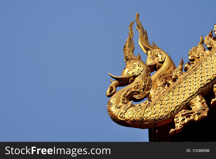 Thai Temple sculpture Detail and sky