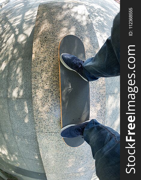 Skateboarder legs skateboarding