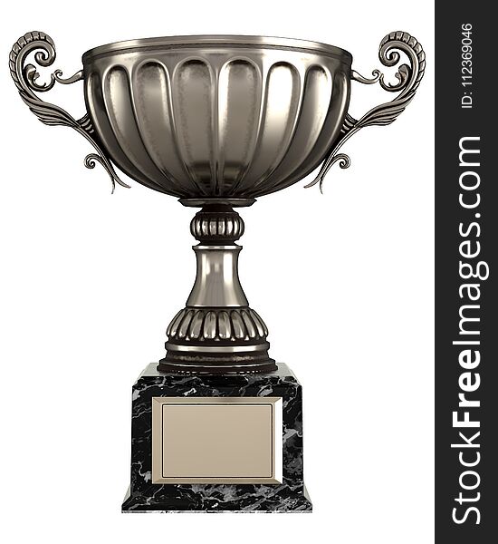 An old silver trophy shown in a white background. Good detail, high quality guaranteed.