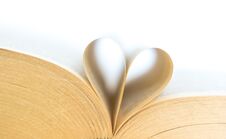 Book With Opened Pages Of Shape Of Heart Isolated On White Background. Love Read Concept. Knowledge Symbol. Book Day Royalty Free Stock Image