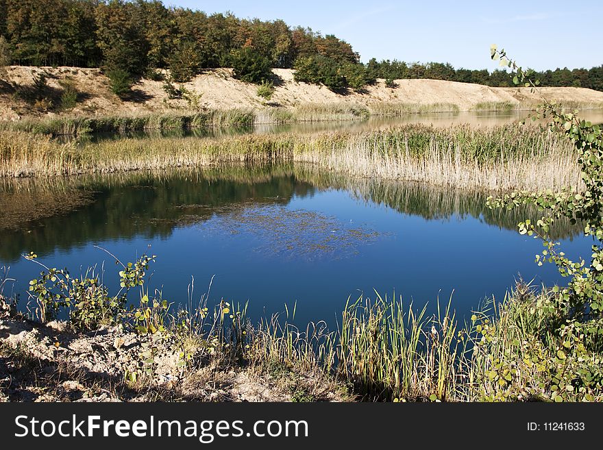 Lanscape with beautiful blue lake