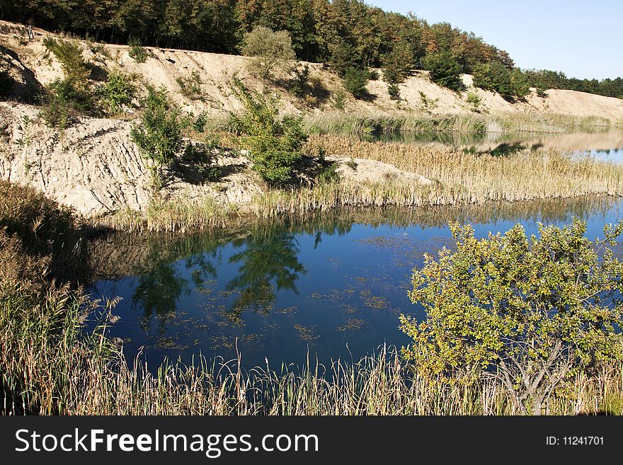 Landscape with beautiful blue lake