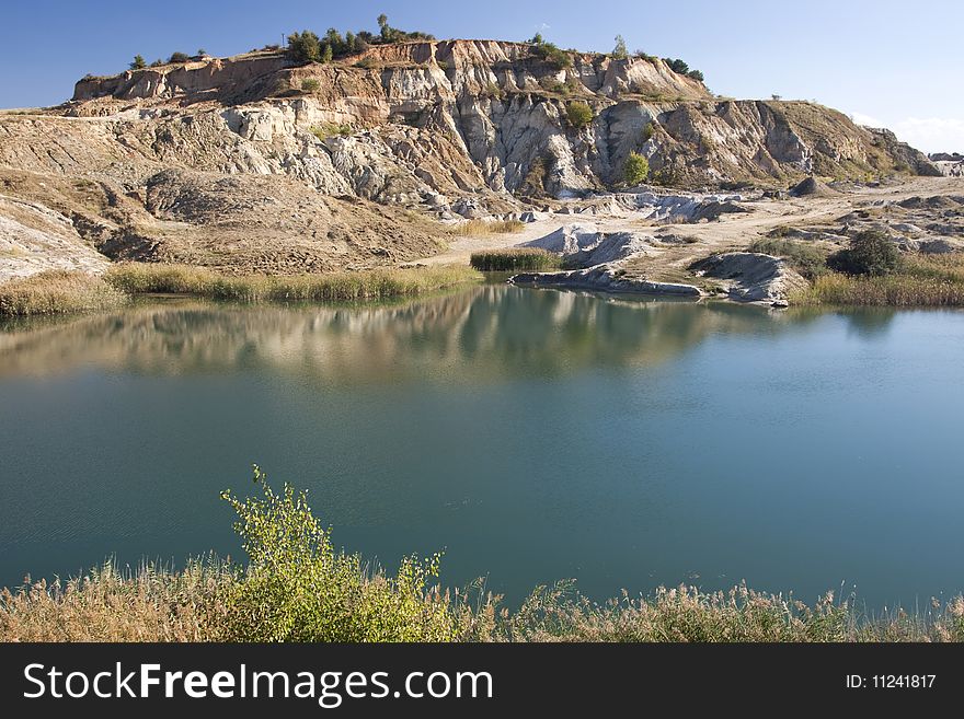 Landscape with beautiful blue lake