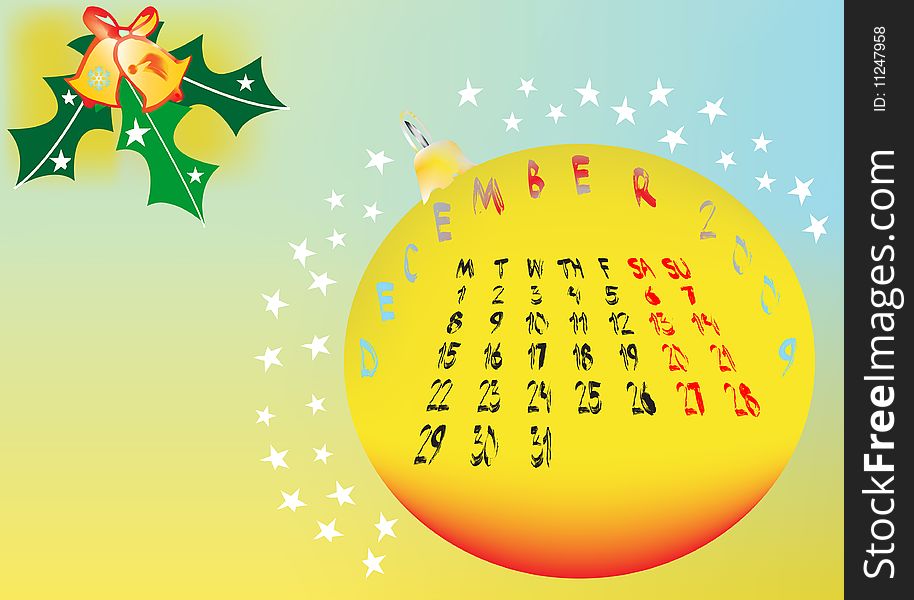 Calendar december 2009 month vector illustration