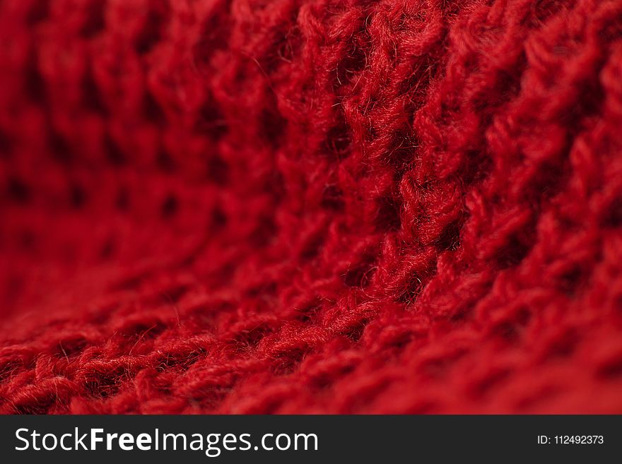 Red, Woolen, Close Up, Pattern
