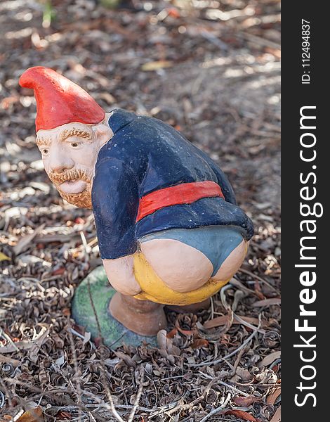 Garden Gnome, Lawn Ornament, Grass, Soil