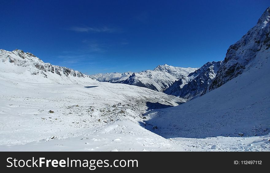 Mountainous Landforms, Mountain Range, Winter, Snow