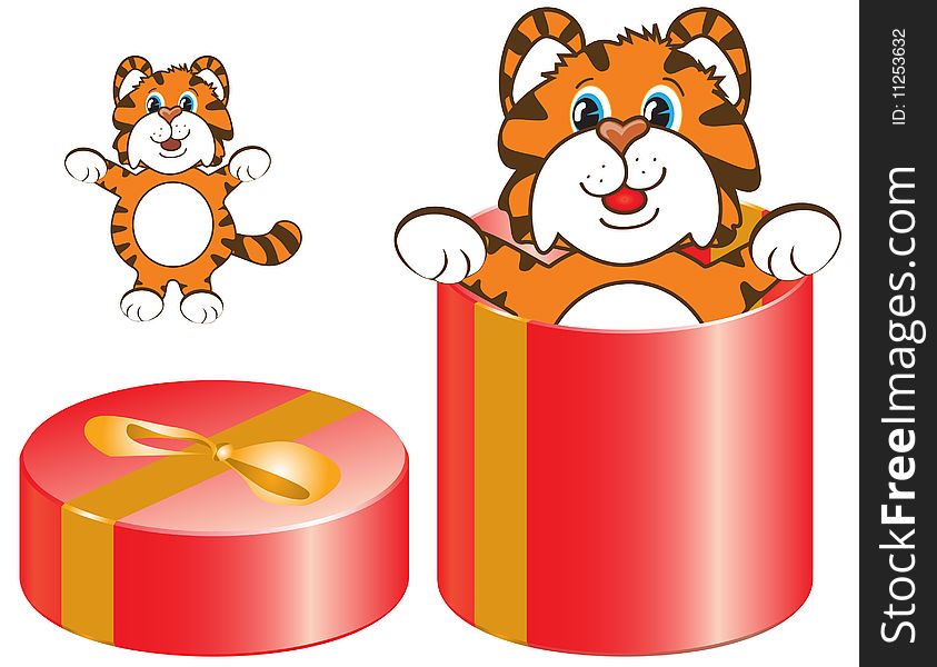 Tiger orange red box round symbol 2010. Tiger orange red box round symbol 2010