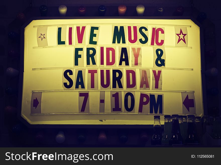 Live Music Friday & Saturday 7-10 Pm Signage