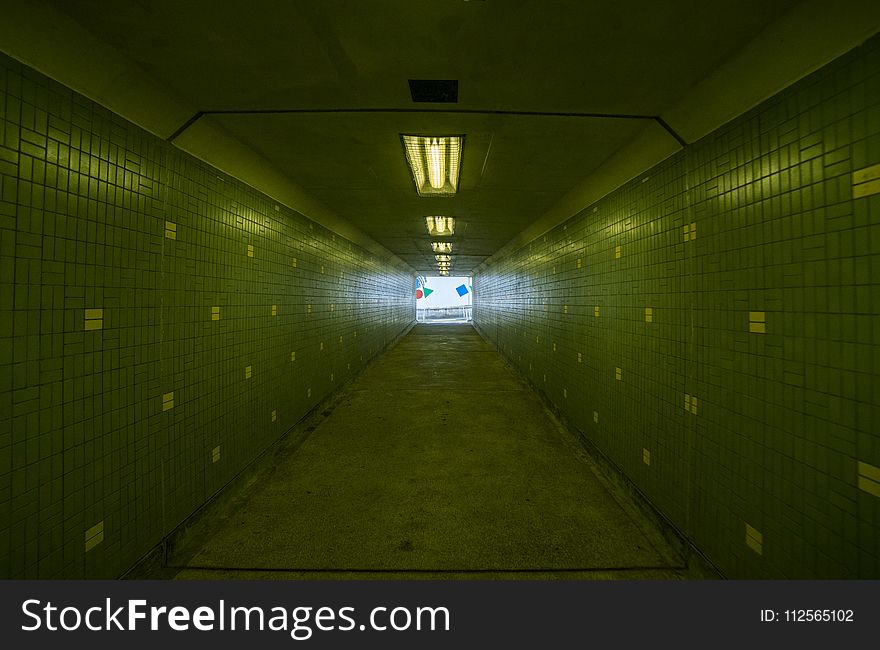 Green Tiled Hallway