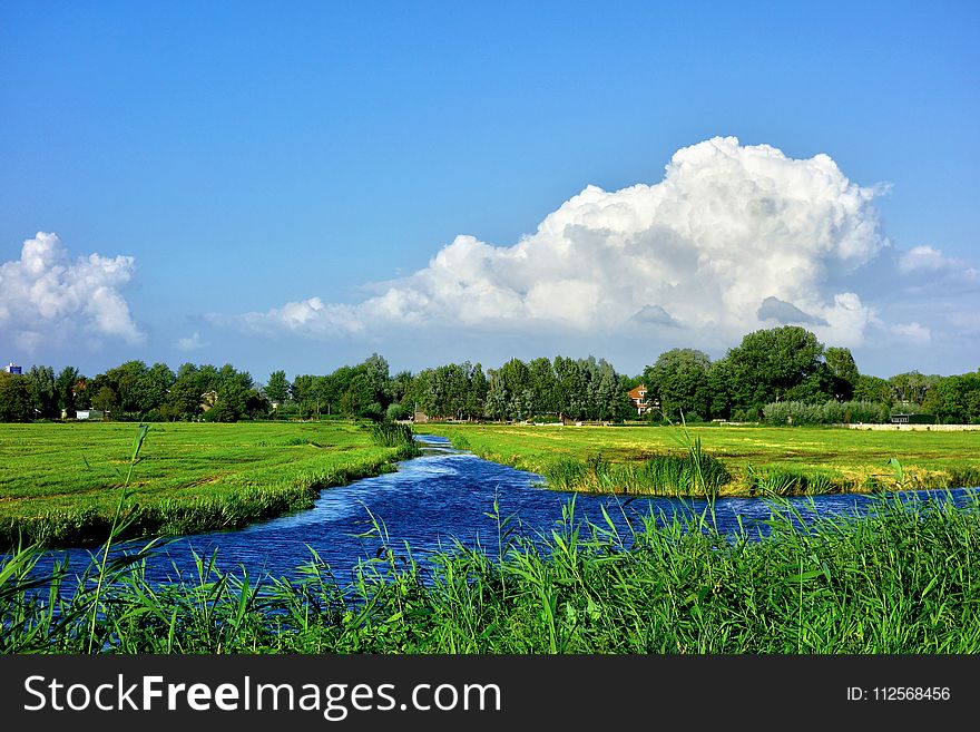 Sky, Grassland, Nature, Reflection