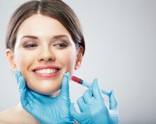 Beauty Woman Face Surgery Close Up Portrait. Stock Image