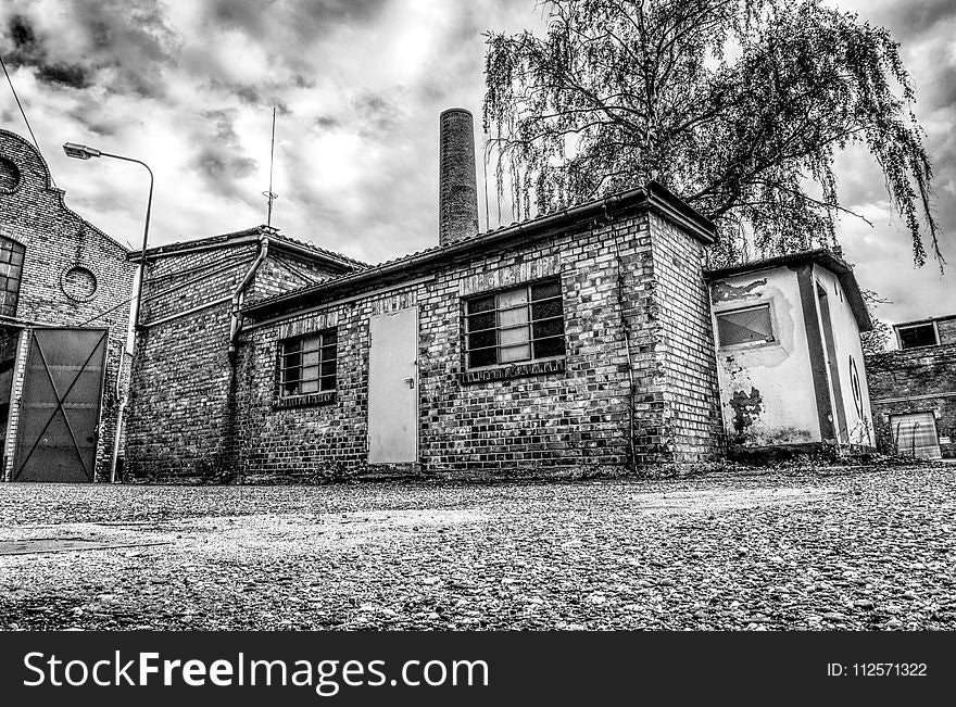Black And White, House, Home, Town