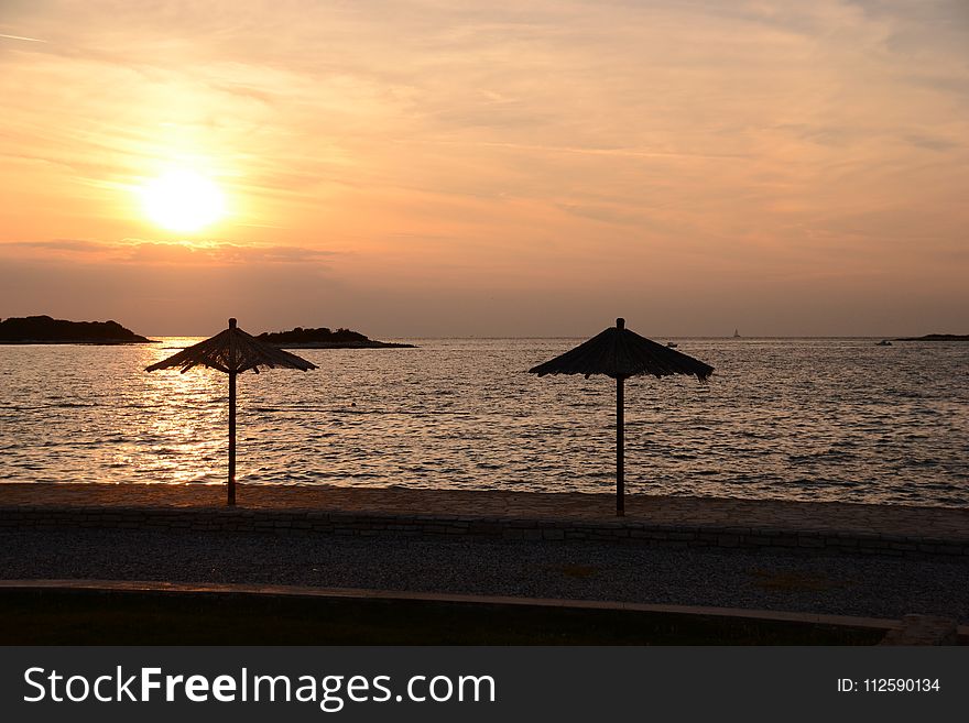 Sea, Sunset, Sunrise, Horizon