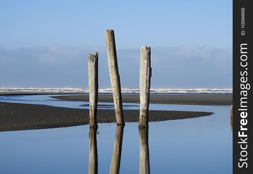 Water, Sea, Wood, Reflection