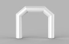White Blank Inflatable Angular Arch Tube Or Event Entrance Gate.Start Line Sports Double Arch Door. 3d Render Illustration. Stock Images
