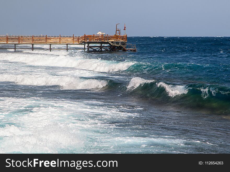 Big waves in the red sea at Sharm-El-Sheikh, Egypt. Big waves in the red sea at Sharm-El-Sheikh, Egypt