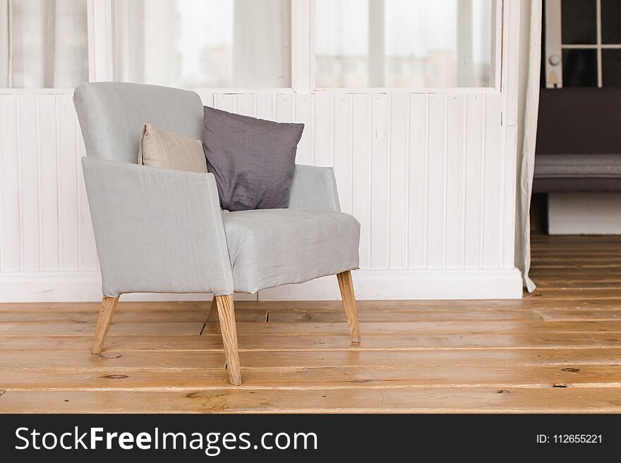 Comfortable Gray Armchair In Room