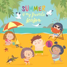 Summer Childs Outdoor Activities. Beach Holiday Royalty Free Stock Images